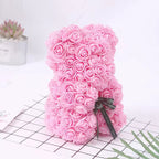 25Cm Artificial Teddy Rose Flower Bear with Box Romantic Valentines Day Gift Girlfriend Women Anniversary Wedding Party Supplies