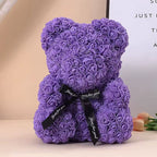 25Cm Artificial Teddy Rose Flower Bear with Box Romantic Valentines Day Gift Girlfriend Women Anniversary Wedding Party Supplies