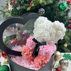 25Cm Artificial Teddy Rose Flower Bear with Box Romantic Valentines Day Gift Girlfriend Women Anniversary Wedding Party Supplies