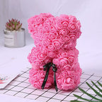 25Cm Artificial Teddy Rose Flower Bear with Box Romantic Valentines Day Gift Girlfriend Women Anniversary Wedding Party Supplies